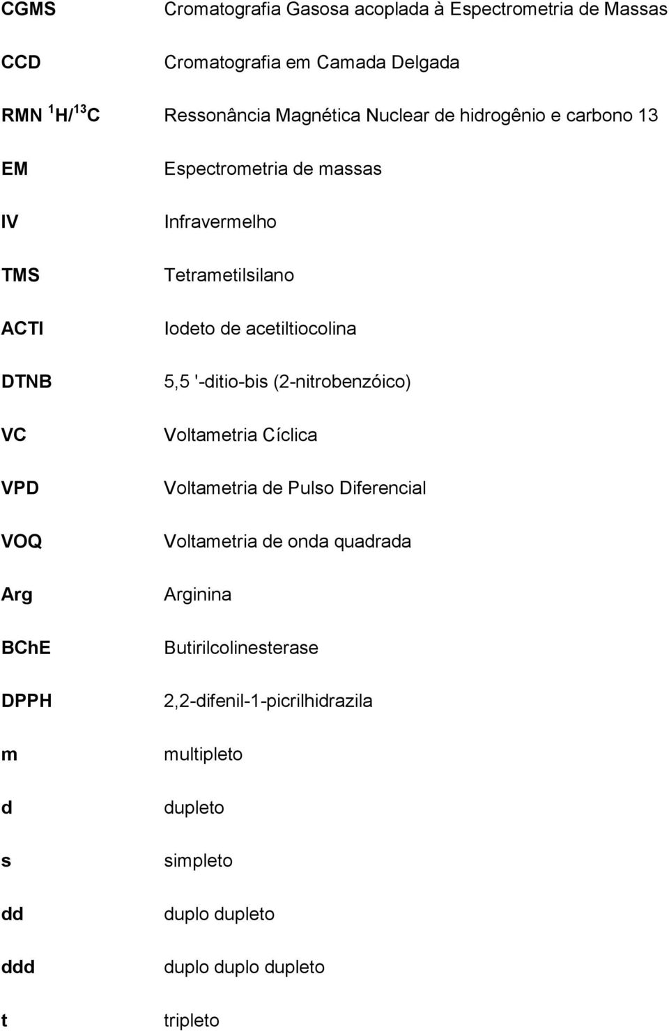 acetiltiocolina 5,5 '-ditio-bis (2-nitrobenzóico) Voltametria Cíclica Voltametria de Pulso Diferencial Voltametria de onda quadrada