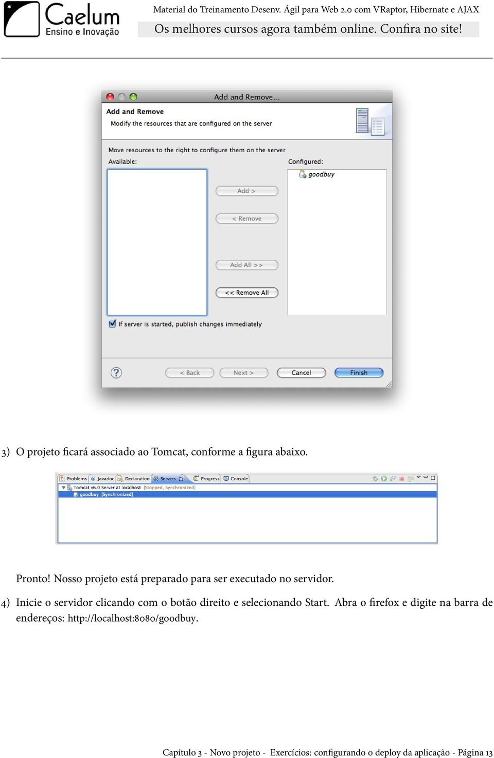 4) Inicie o servidor clicando com o botão direito e selecionando Start.