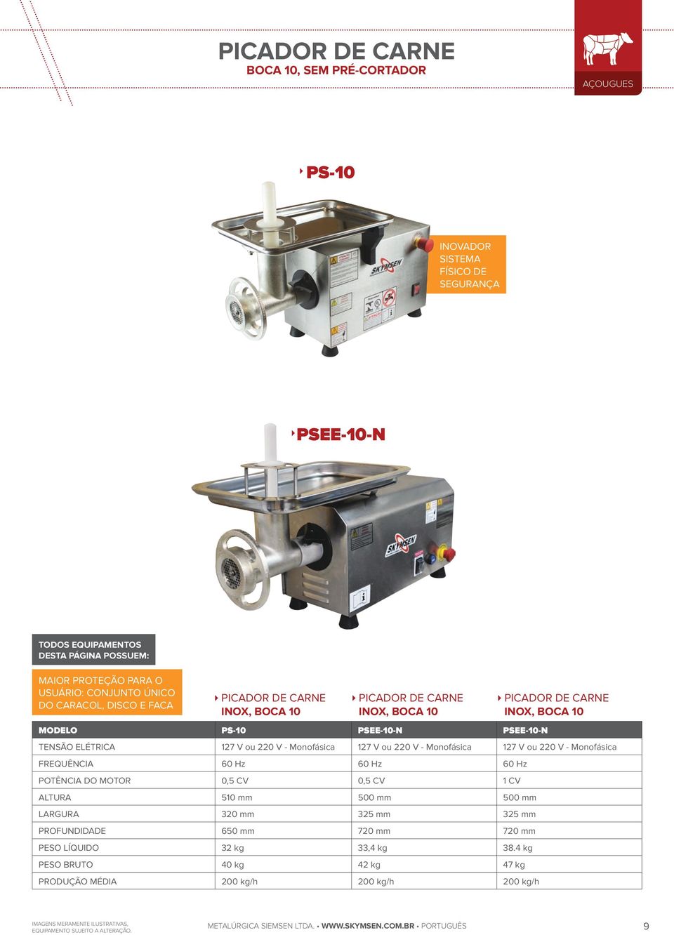 Monofásica 127 V ou 220 V - Monofásica FREQUÊNCIA 60 Hz 60 Hz 60 Hz POTÊNCIA DO MOTOR 0,5 CV 0,5 CV 1 CV ALTURA 510 mm 500 mm 500 mm LARGURA 320 mm 325 mm 325 mm PROFUNDIDADE 650 mm 720 mm