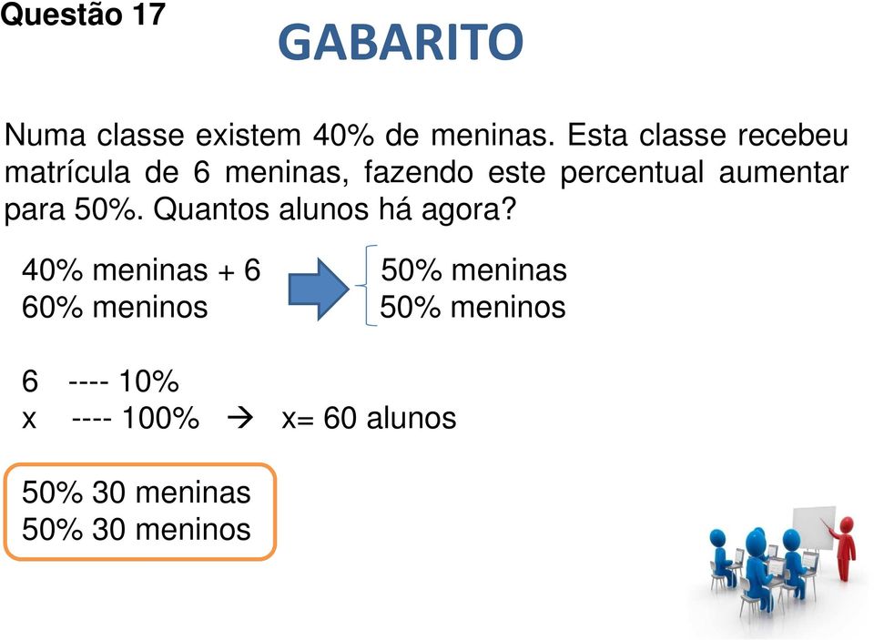 aumentar para 50%. Quantos alunos há agora?