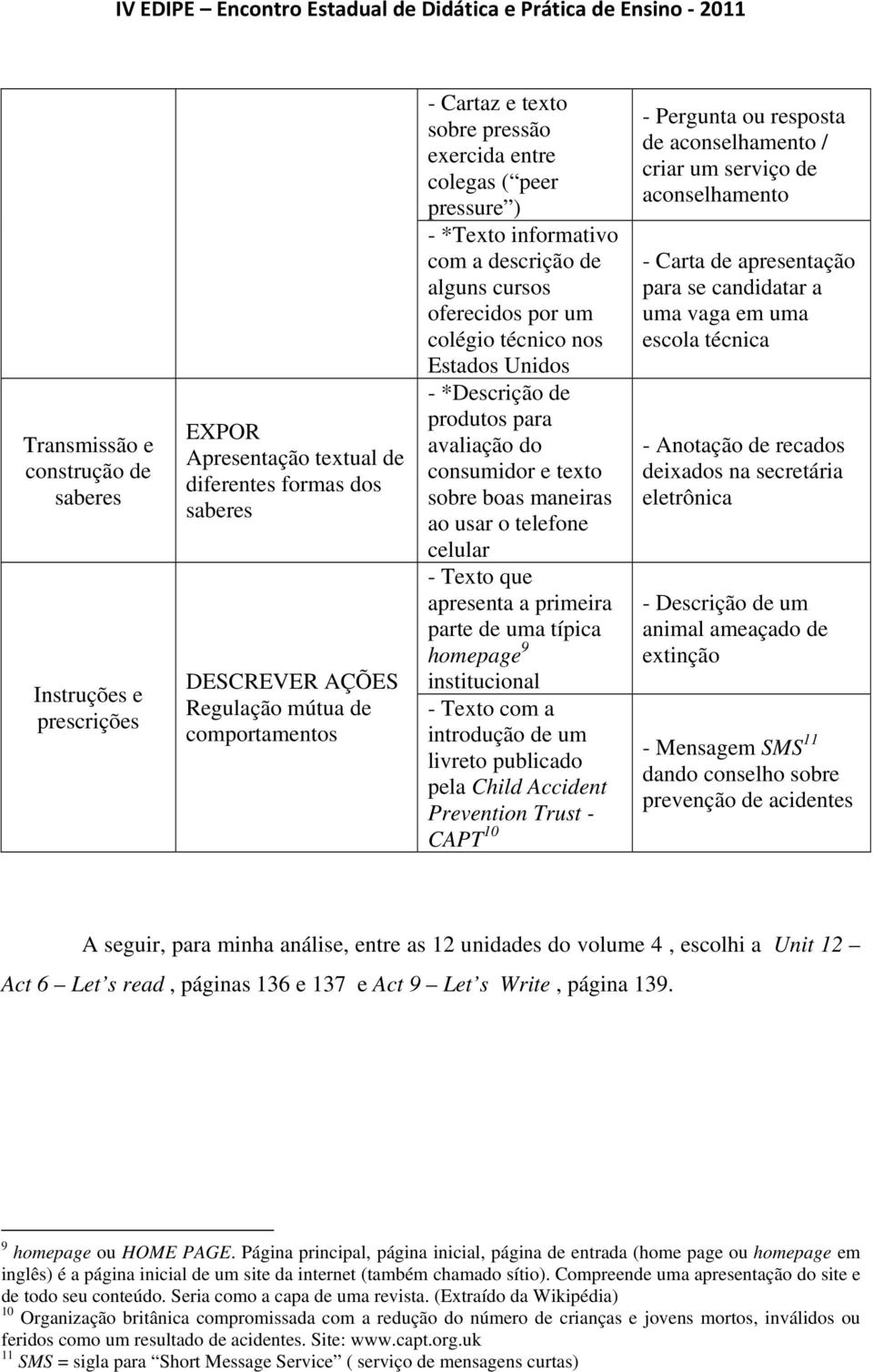 consumidor e texto sobre boas maneiras ao usar o telefone celular - Texto que apresenta a primeira parte de uma típica homepage 9 institucional - Texto com a introdução de um livreto publicado pela