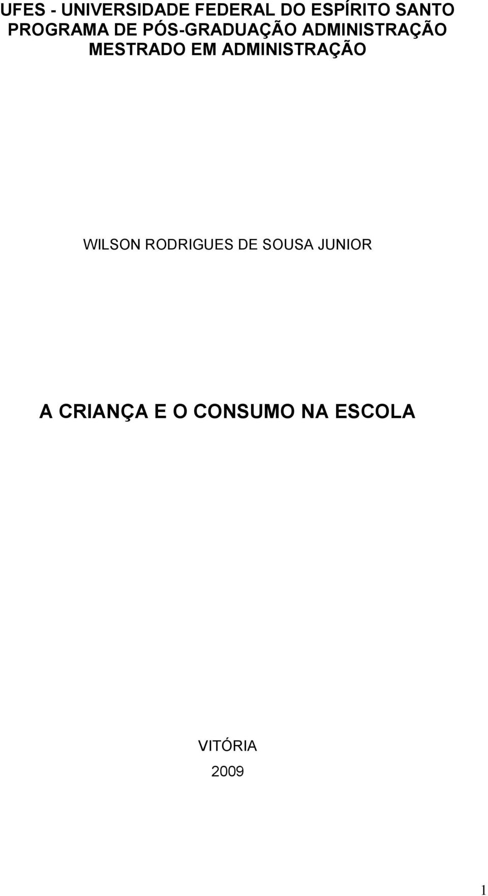 MESTRADO EM ADMINISTRAÇÃO WILSON RODRIGUES DE