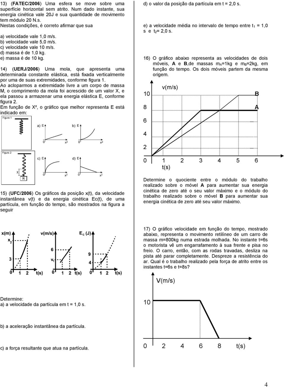 14) (UERJ/006) Uma mola, que apresenta uma determinada constante elástica, está fixada verticalmente por uma de suas extremidades, conforme figura 1.