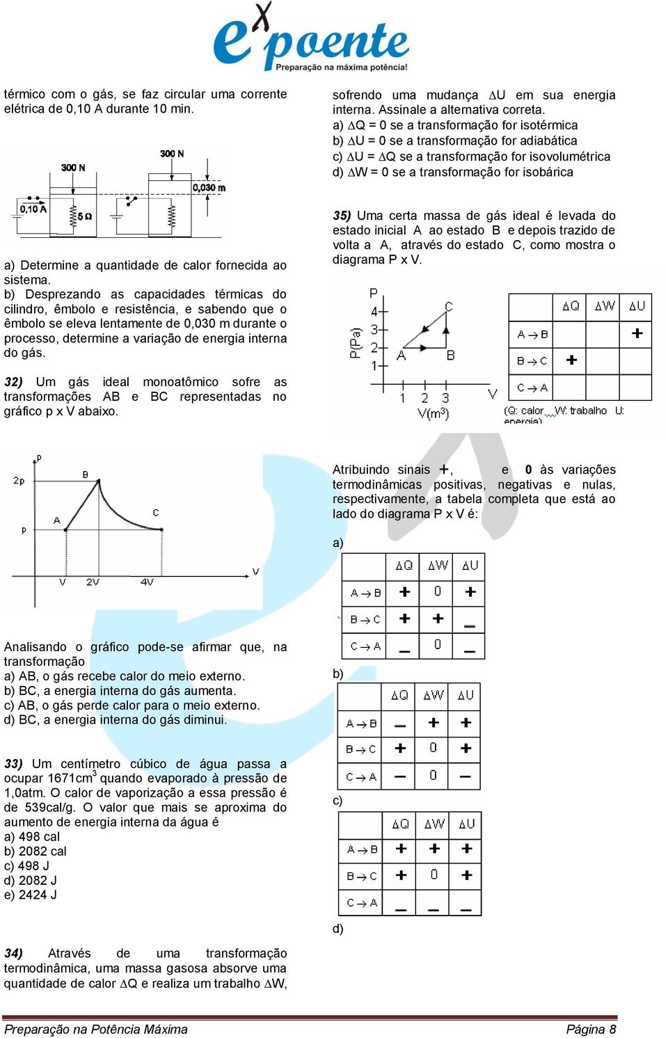 quantidade de calor fornecida ao sistema.