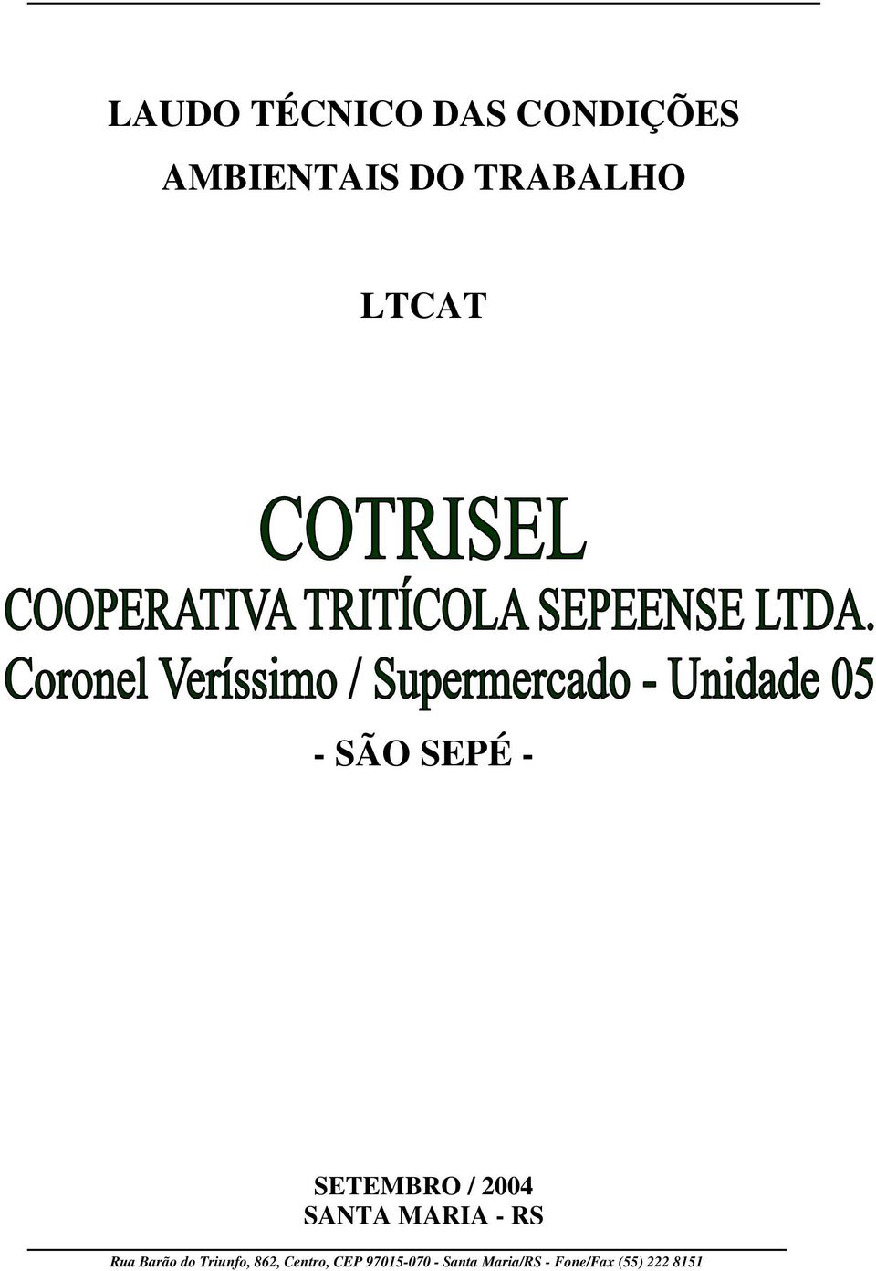 TRABALHO LTCAT - SÃO SEPÉ