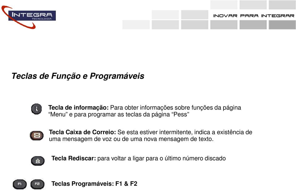 estiver intermitente, indica a existência de uma mensagem de voz ou de uma nova mensagem de