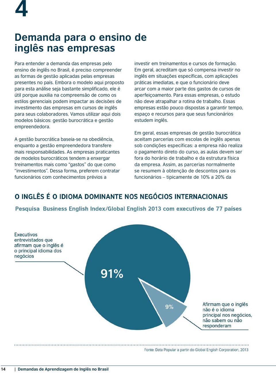 empresas em cursos de inglês para seus colaboradores. Vamos utilizar aqui dois modelos básicos: gestão burocrática e gestão empreendedora.