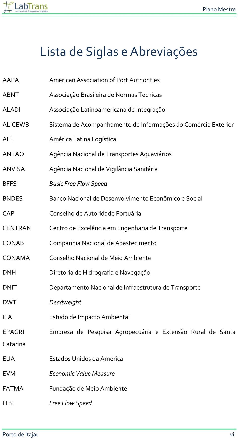 Transportes Aquaviários Agência Nacional de Vigilância Sanitária Basic Free Flow Speed Banco Nacional de Desenvolvimento Econômico e Social Conselho de Autoridade Portuária Centro de Excelência em