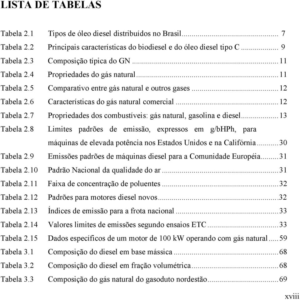 ..13 Tabela.8 Limites padrões de emissão, expressos em g/bhph, para máquinas de elevada potência nos Estados Unidos e na Califórnia...30 Tabela.