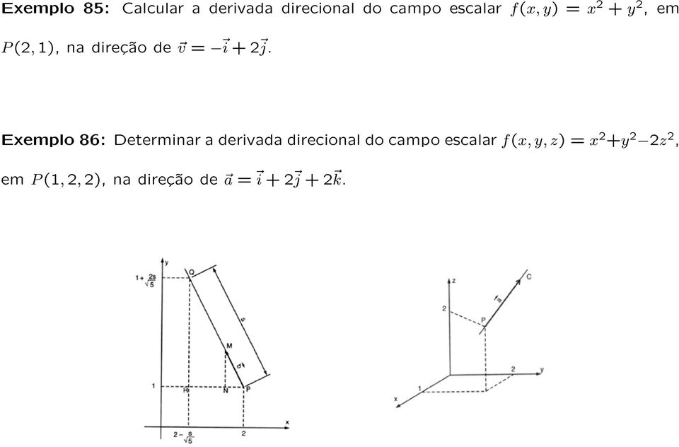 Exemplo 86: Determinar a derivada direcional do campo escalar