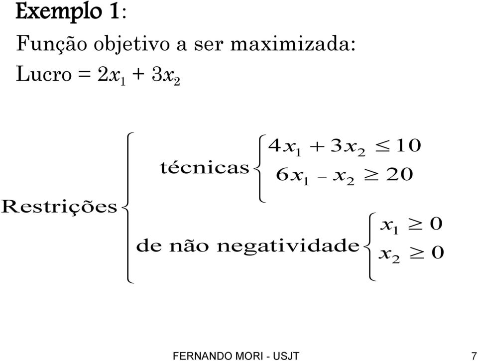 Restrições 4x1 3x2 10 técnicas 6x1