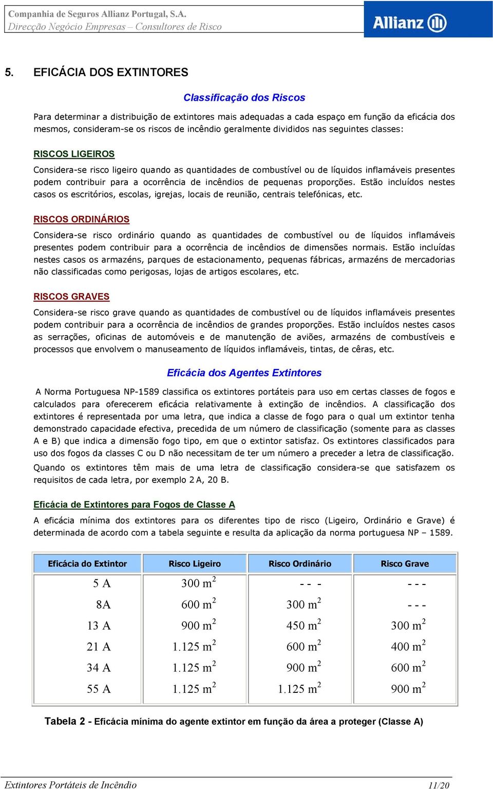 incêndios de pequenas proporções. Estão incluídos nestes casos os escritórios, escolas, igrejas, locais de reunião, centrais telefónicas, etc.