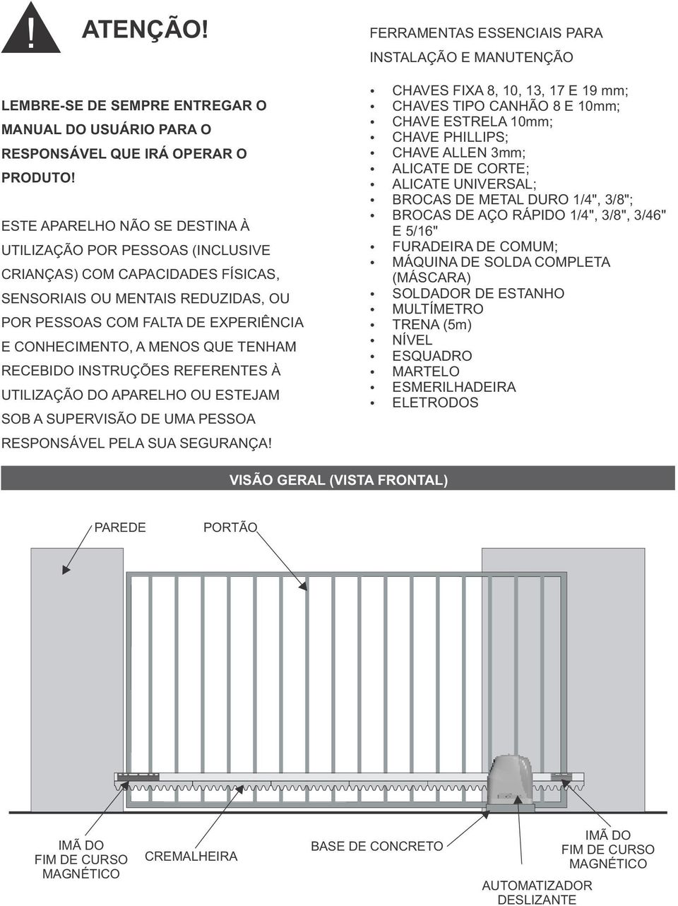 QUE TENHAM RECEBIDO INSTRUÇÕES REFERENTES À UTILIZAÇÃO DO APARELHO OU ESTEJAM SOB A SUPERVISÃO DE UMA PESSOA RESPONSÁVEL PELA SUA SEGURANÇA!