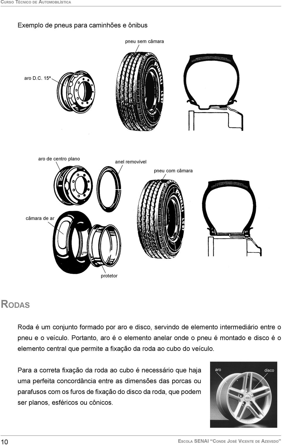 Portanto, aro é o elemento anelar onde o pneu é montado e disco é o elemento central que permite a fixação da roda ao cubo do veículo.
