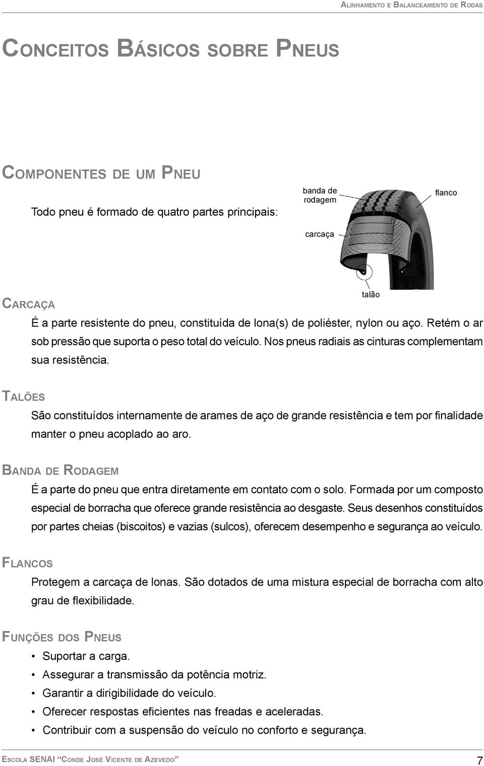 TALÕES São constituídos internamente de arames de aço de grande resistência e tem por finalidade manter o pneu acoplado ao aro.