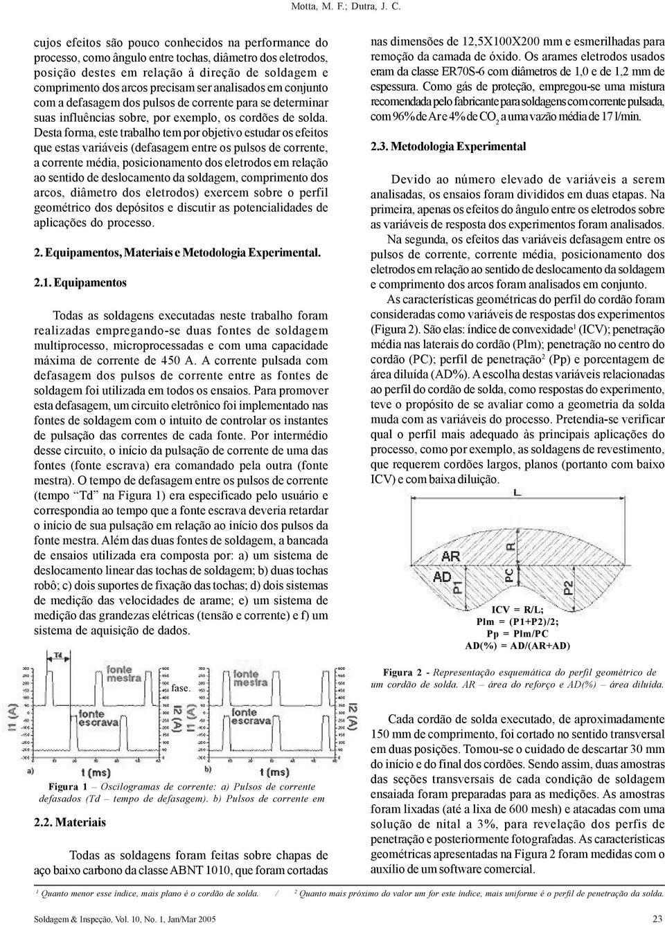 analisados em conjunto com a defasagem dos pulsos de corrente para se determinar suas influências sobre, por exemplo, os cordões de solda.