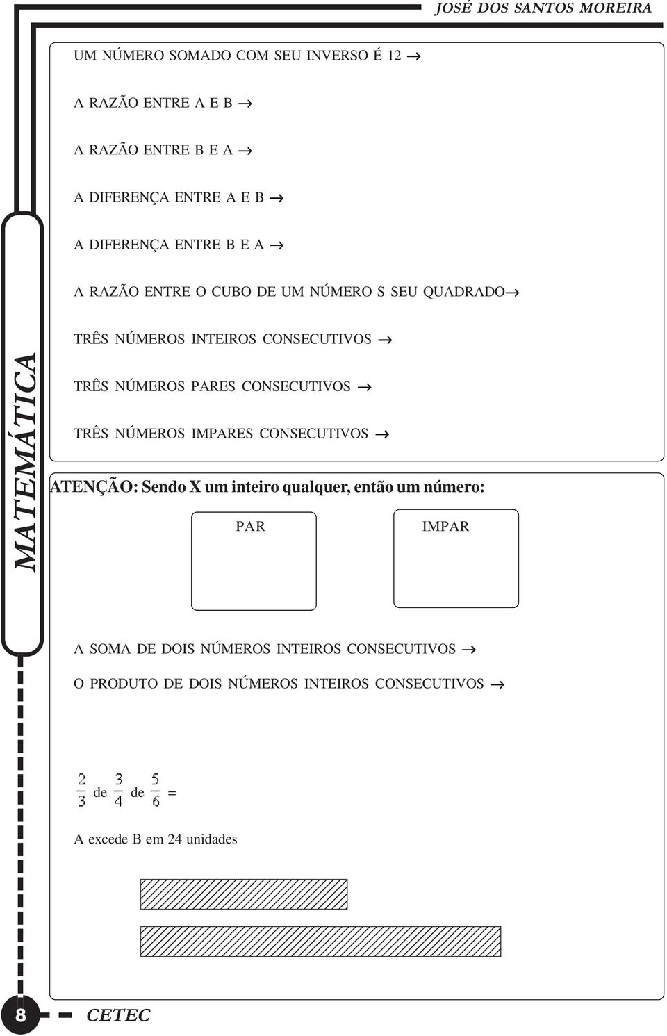 O PRODUTO DE DOIS NÚMEROS INTEIROS CONSECUTIVOS de de = A excede B em 24 unidades 12345678901234567890123456789012 12345678901234567890123456789012 12345678901234567890123456789012