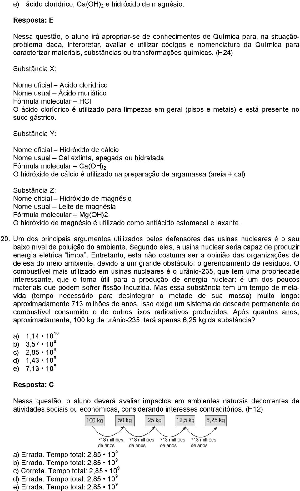 materiais, substâncias ou transformações químicas.