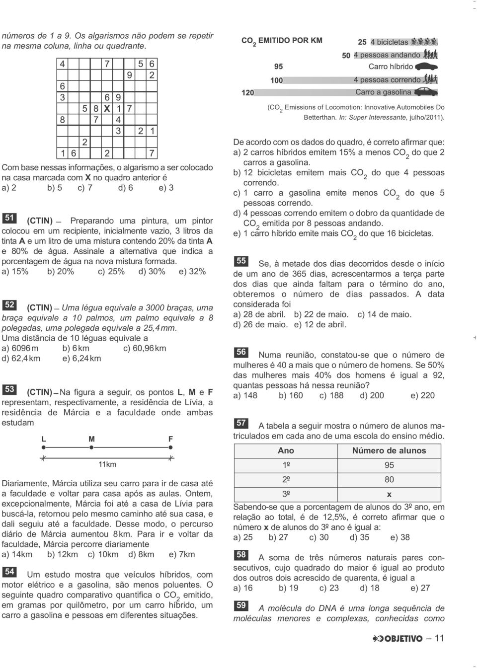 inicialmente vazio, 3 litros da tinta A e um litro de uma mistura contendo 20% da tinta A e 80% de água. Assinale a alternativa que indica a porcentagem de água na nova mistura formada.