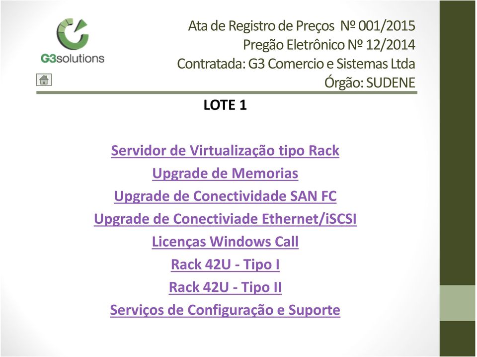 Conectiviade Ethernet/iSCSI Licenças Windows Call Rack