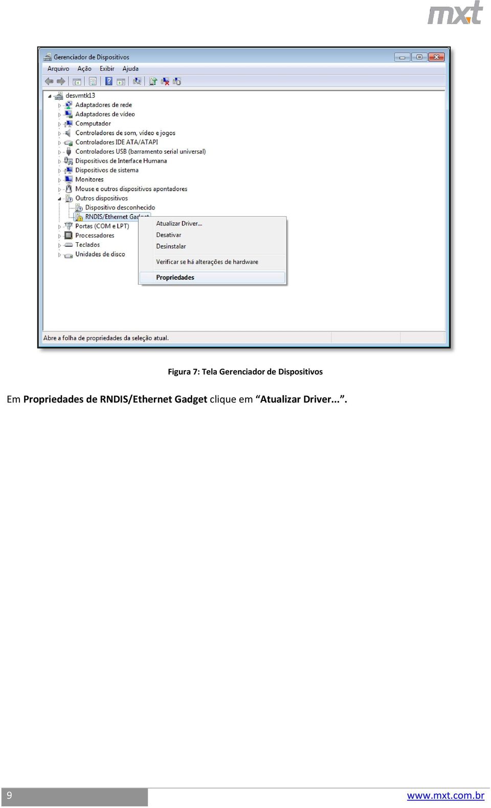 RNDIS/Ethernet Gadget clique em