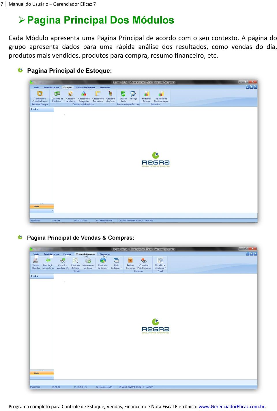 A página do grupo apresenta dados para uma rápida análise dos resultados, como vendas do dia,