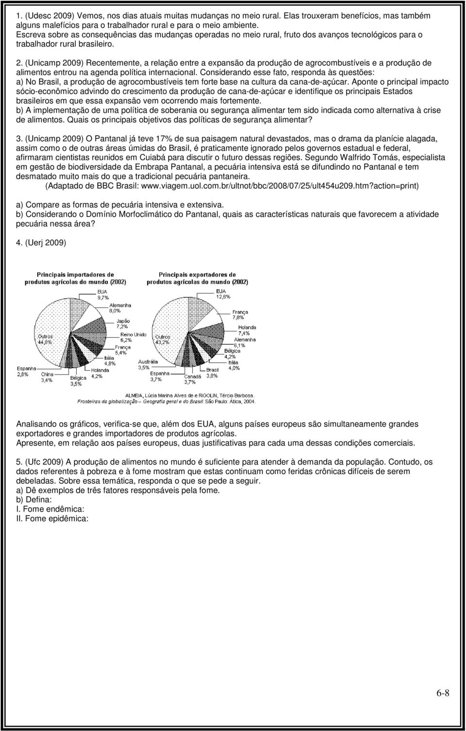 (Unicamp 2009) Recentemente, a relação entre a expansão da produção de agrocombustíveis e a produção de alimentos entrou na agenda política internacional.