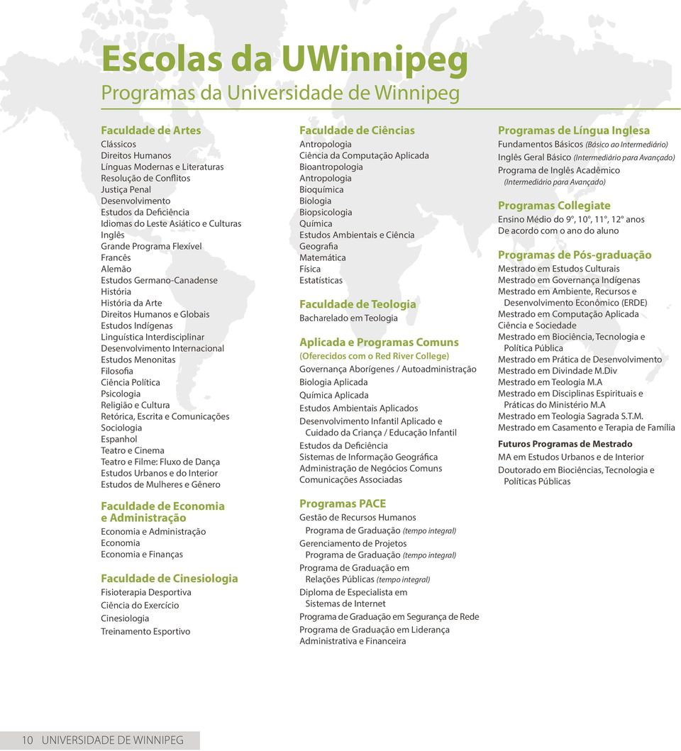 Linguística Interdisciplinar Desenvolvimento Internacional Estudos Menonitas Filosofia Ciência Política Psicologia Religião e Cultura Retórica, Escrita e Comunicações Sociologia Espanhol Teatro e