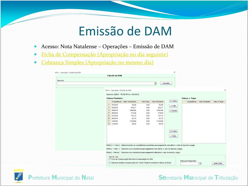 Compensação (Apropriação no dia