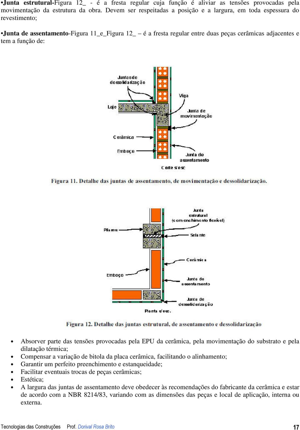 de: Absorver parte das tensões provocadas pela EPU da cerâmica, pela movimentação do substrato e pela dilatação térmica; Compensar a variação de bitola da placa cerâmica, facilitando o alinhamento;