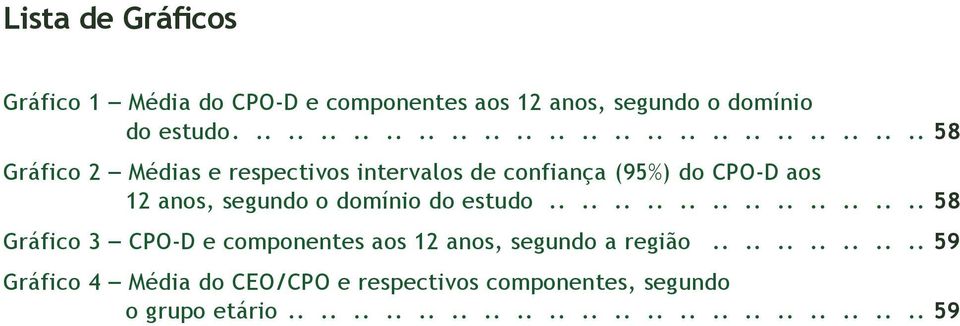 ........................ 58 Gráfico 3 CPO-D e componentes aos 12 anos, segundo a região.