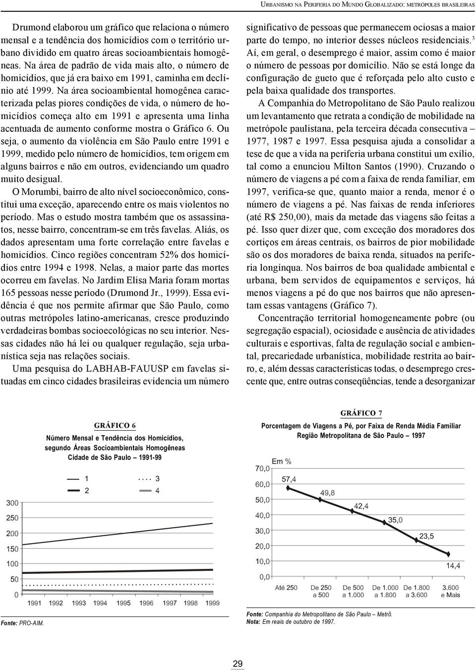 Na área socioambiental homogênea caracterizada pelas piores condições de vida, o número de homicídios começa alto em 1991 e apresenta uma linha acentuada de aumento conforme mostra o Gráfico 6.