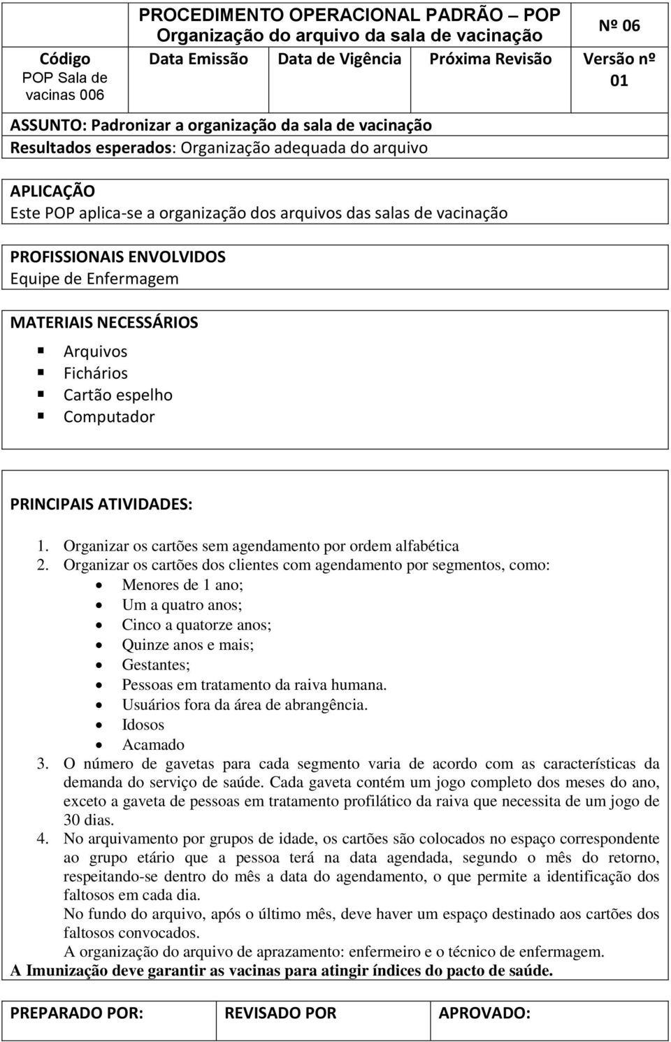 Organizar os cartões sem agendamento por ordem alfabética 2.