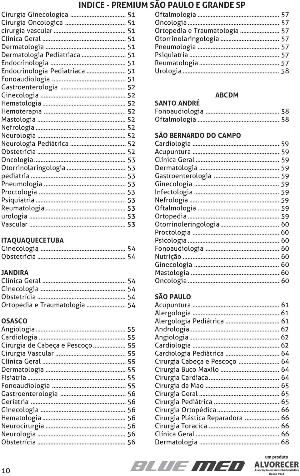 .. 52 Oncologia... 53 Otorrinolaringologia... 53 pediatria... 53 Pneumologia... 53 Proctologia... 53 Psiquiatria... 53 Reumatologia... 53 urologia... 53 Vascular... 53 ITAQUAQUECETUBA Ginecologia.