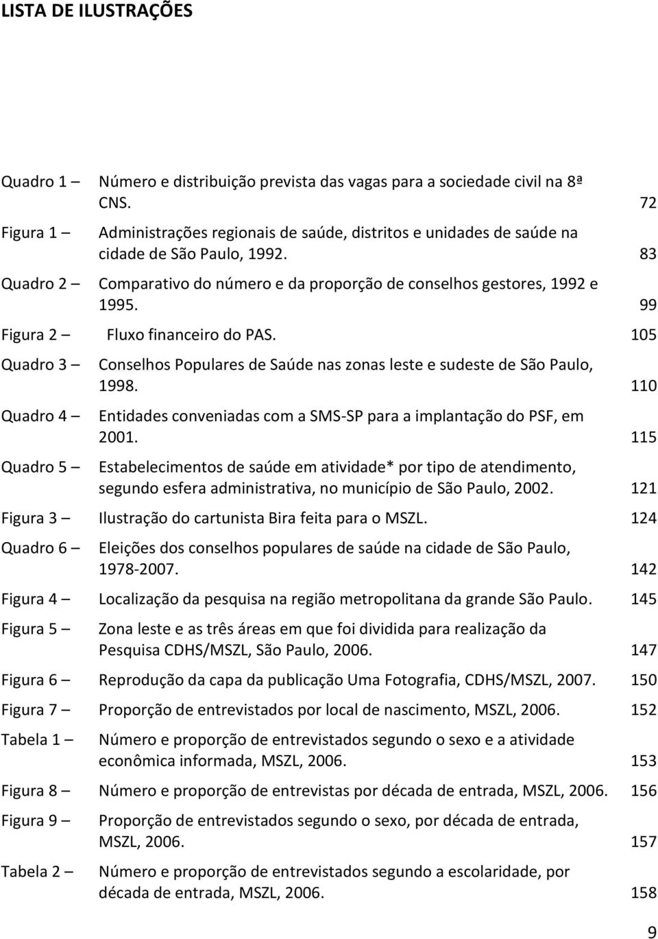 99 Figura 2 Fluxo financeiro do PAS. 105 Quadro 3 Quadro 4 Quadro 5 Conselhos Populares de Saúde nas zonas leste e sudeste de São Paulo, 1998.