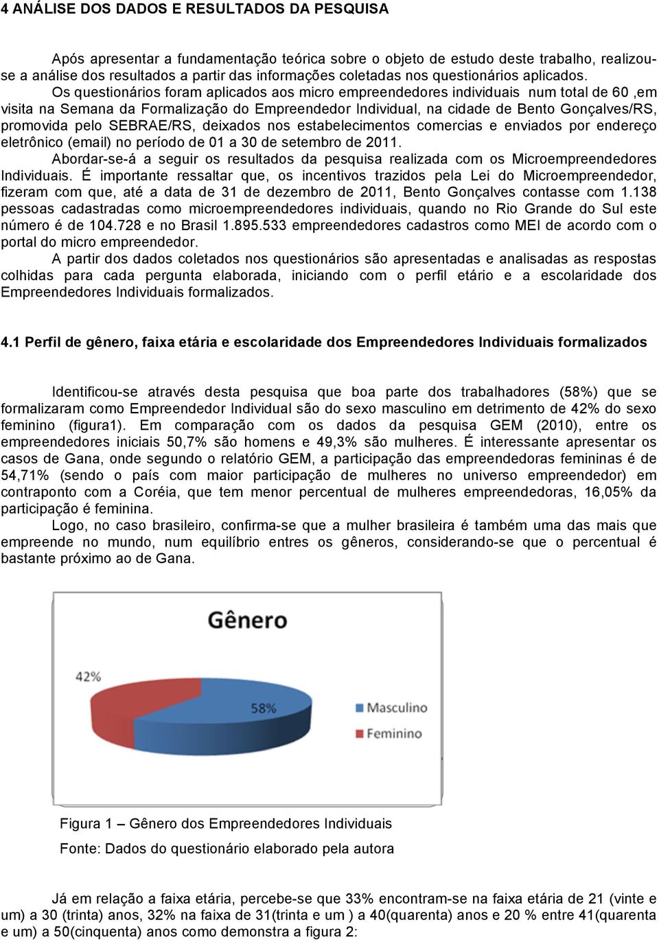 Os questionários foram aplicados aos micro empreendedores individuais num total de 60,em visita na Semana da Formalização do Empreendedor Individual, na cidade de Bento Gonçalves/RS, promovida pelo