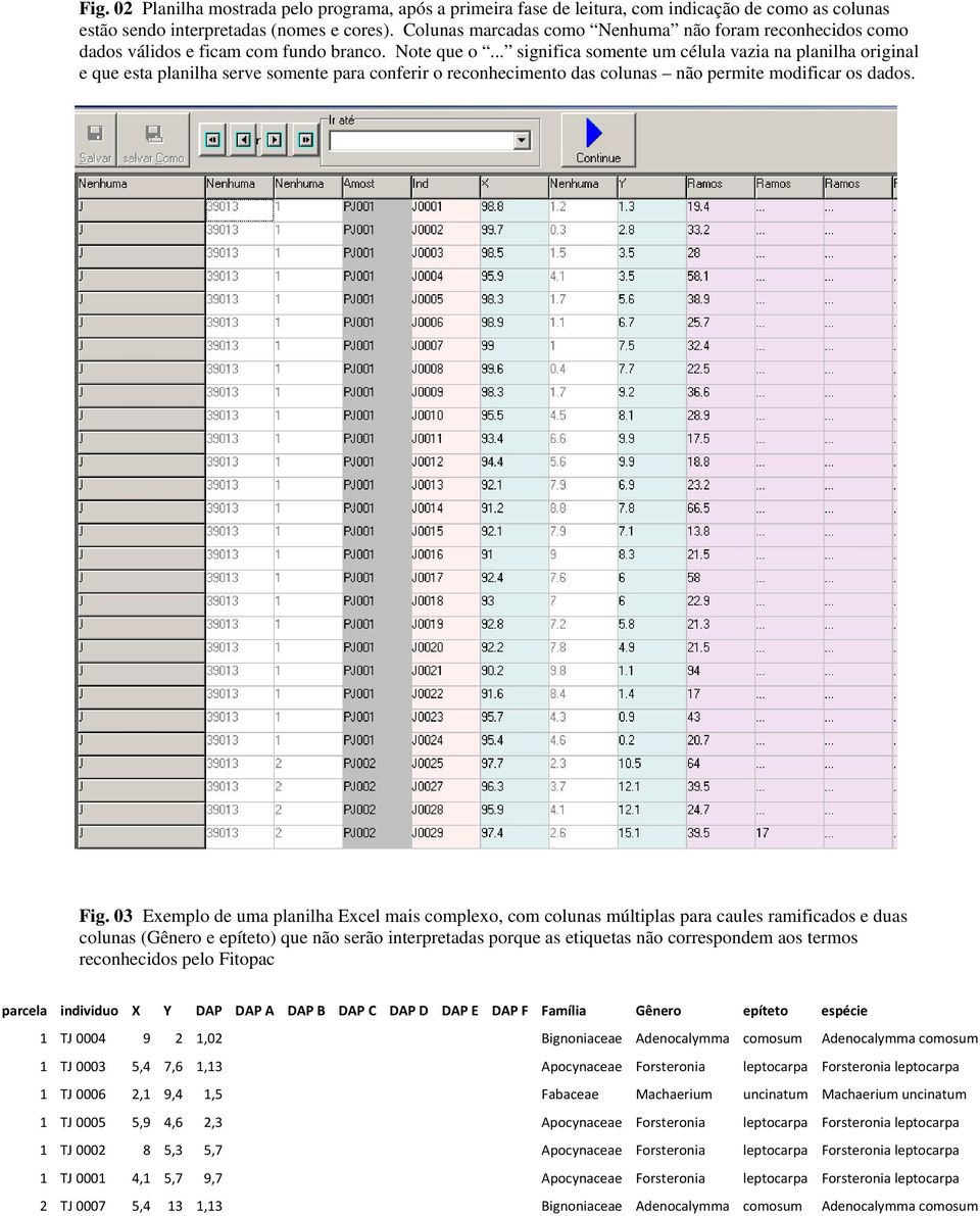 .. significa somente um célula vazia na planilha original e que esta planilha serve somente para conferir o reconhecimento das colunas não permite modificar os dados. Fig.