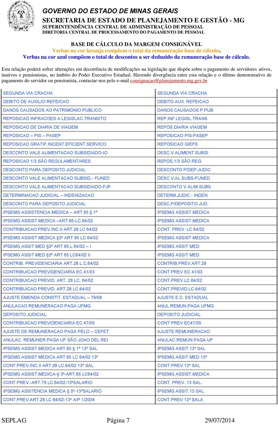 - FUNED DESCONTO VALE ALIMENTACAO SUBSIDIADO-FJP DETERMINACAO JUDICIAL INDENIZACAO DESCONTO PARA DEPOSITO JUDICIAL IPSEMG ASSISTENCIA MEDICA ART 85 1º IPSEMG ASSIST.MEDICA ART.85-LC.