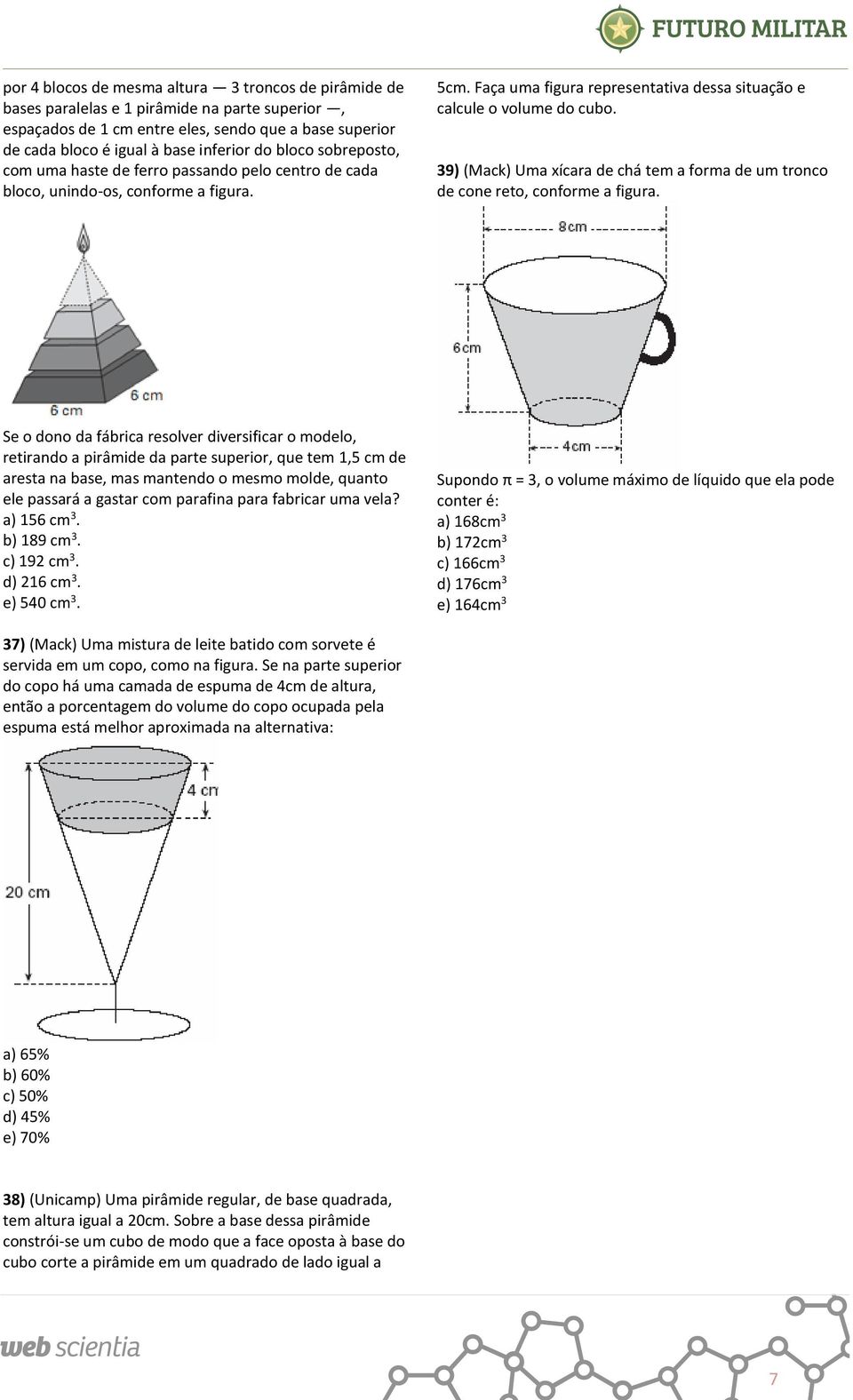 ) (Mack) Uma xícara de chá tem a forma de um tronco de cone reto, conforme a figura.