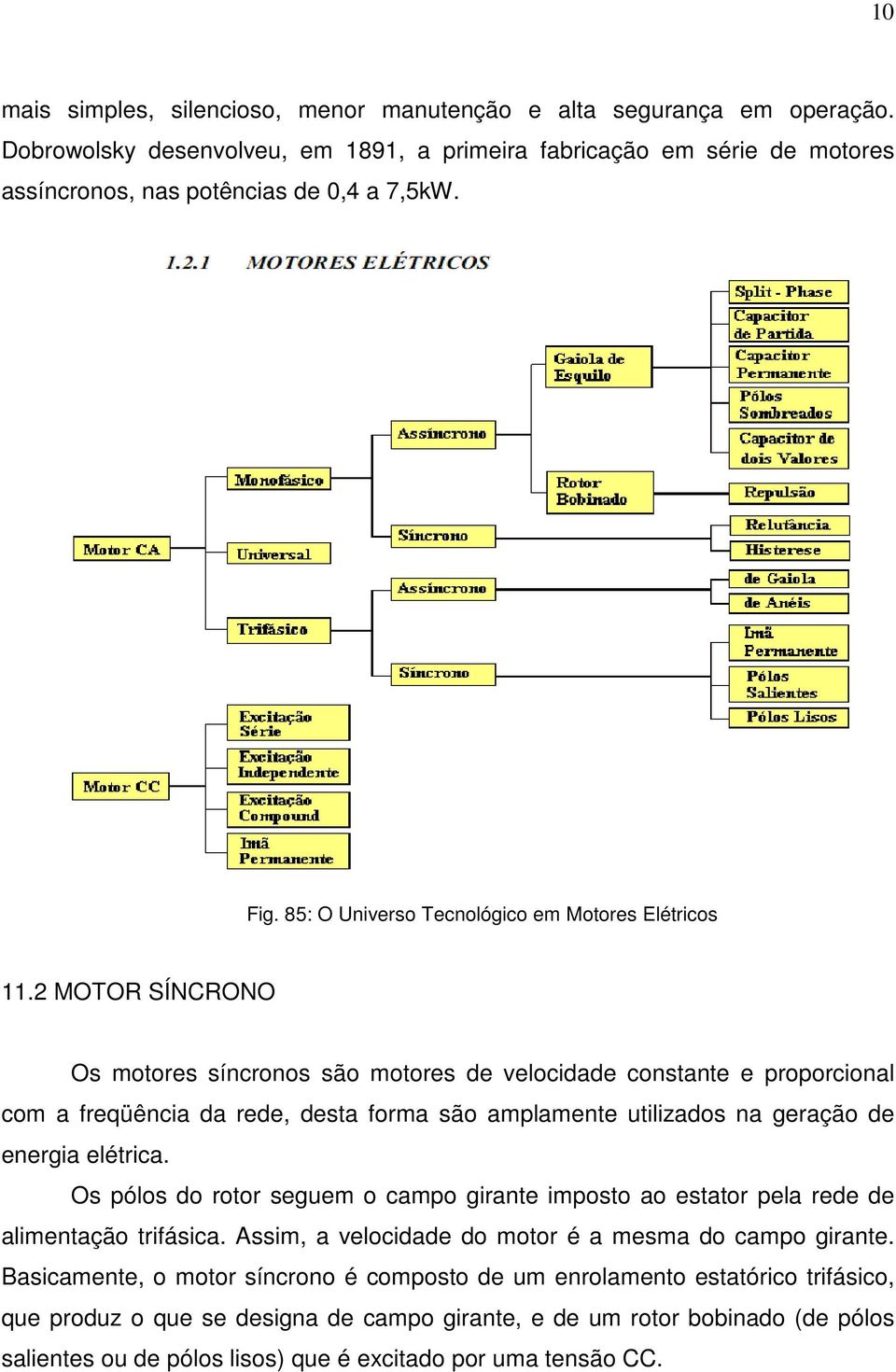 2 MOTOR SÍNCRONO Os motores síncronos são motores de velocidade constante e proporcional com a freqüência da rede, desta forma são amplamente utilizados na geração de energia elétrica.