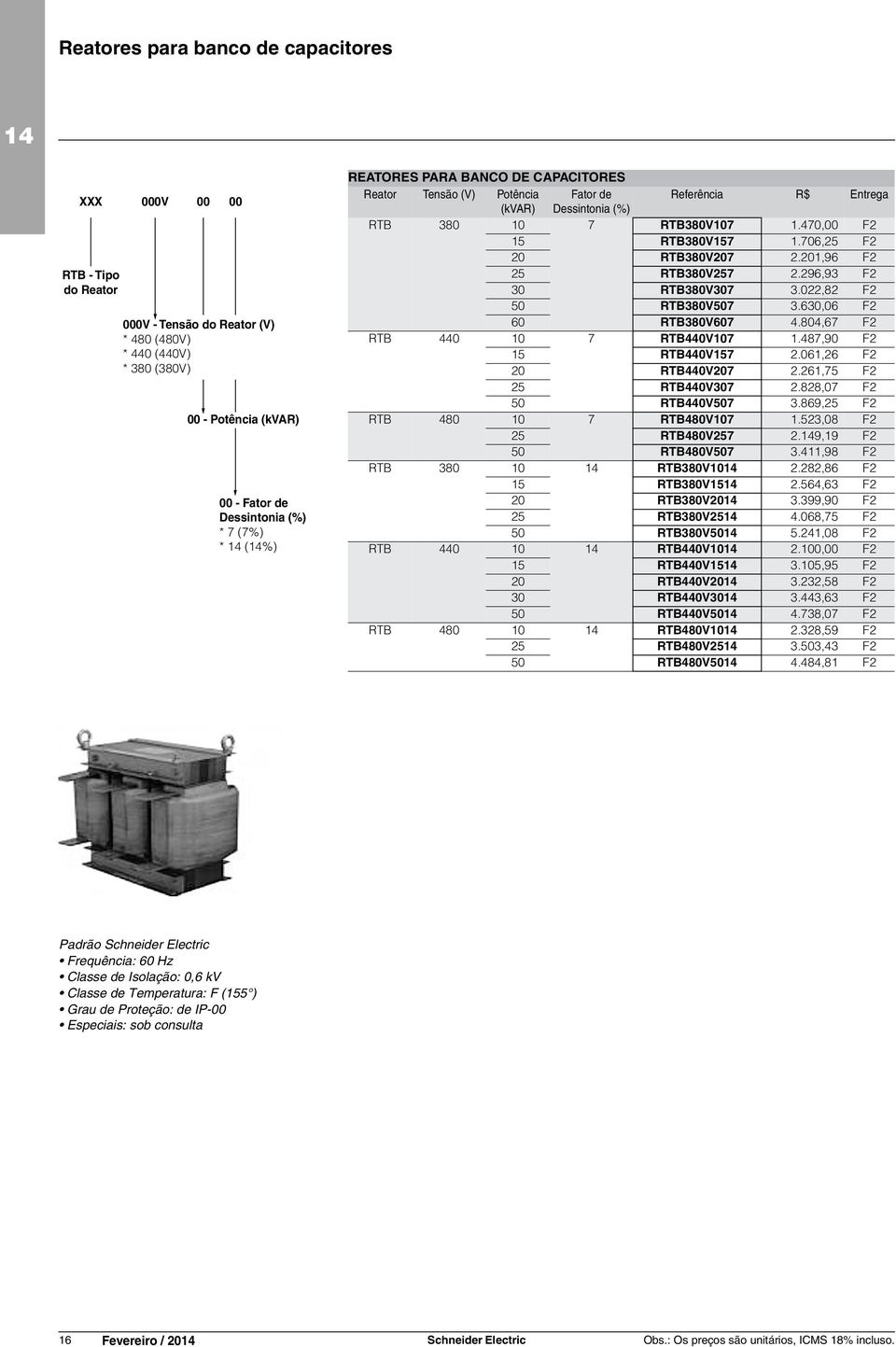 804,67 F2 * 480 (480V) RTB 440 10 7 RTB440V107 1.487,90 F2 * 440 (440V) 15 RTB440V157 2.061,26 F2 * 380 (380V) 20 RTB440V207 2.261,75 F2 25 RTB440V307 2.828,07 F2 50 RTB440V507 3.