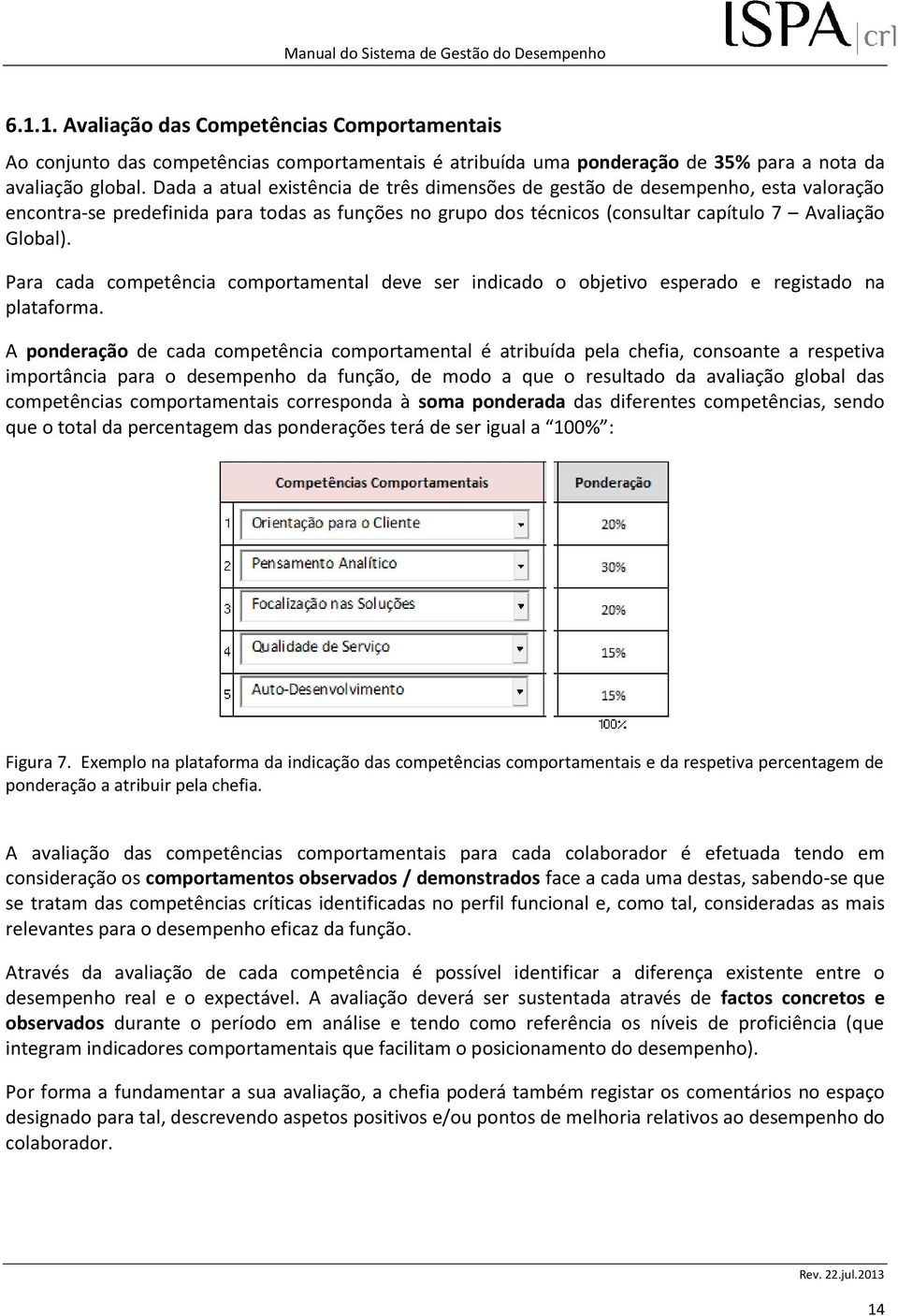 Para cada competência comportamental deve ser indicado o objetivo esperado e registado na plataforma.