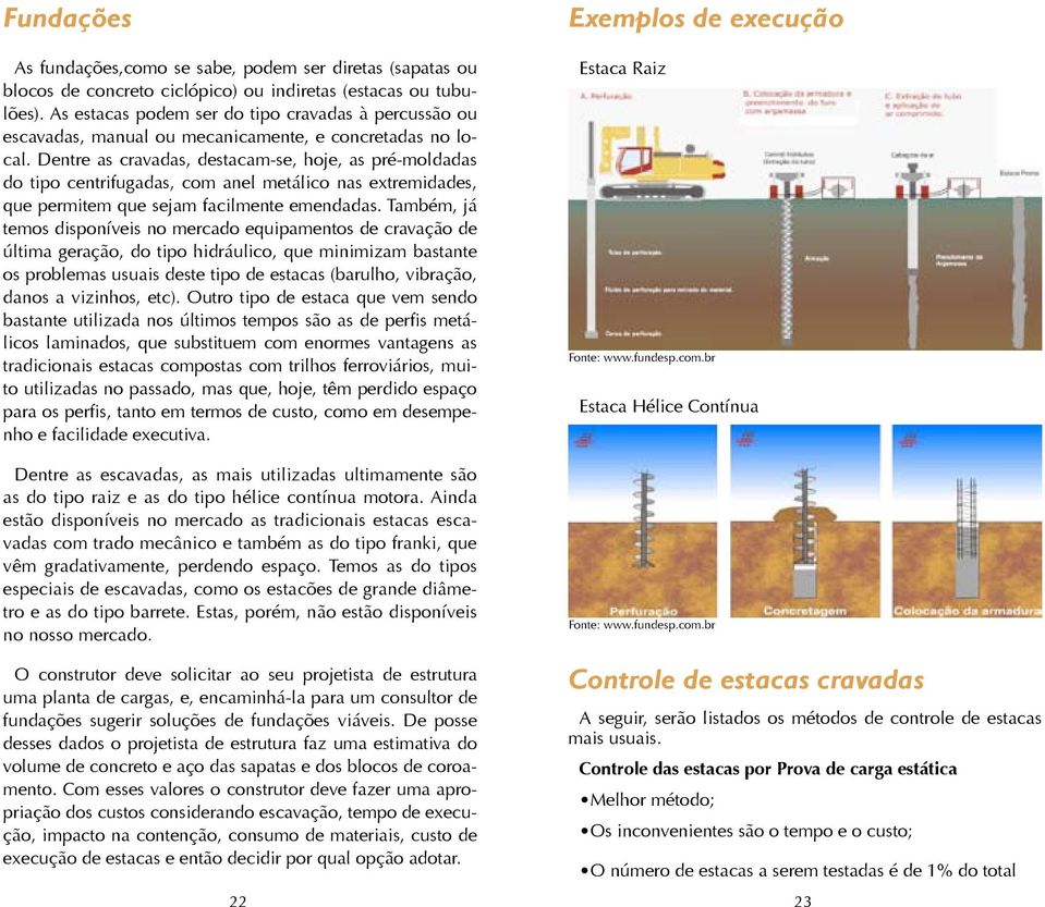 Dentre as cravadas, destacam-se, hoje, as pré-moldadas do tipo centrifugadas, com anel metálico nas extremidades, que permitem que sejam facilmente emendadas.