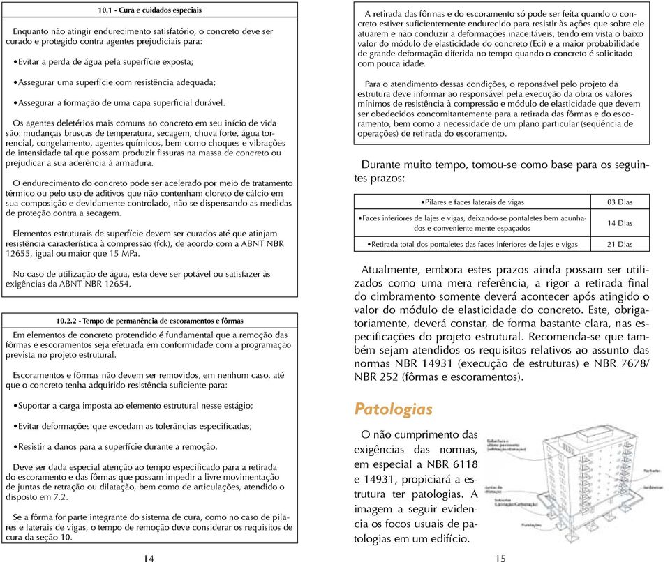 Os agentes deletérios mais comuns ao concreto em seu início de vida são: mudanças bruscas de temperatura, secagem, chuva forte, água torrencial, congelamento, agentes químicos, bem como choques e