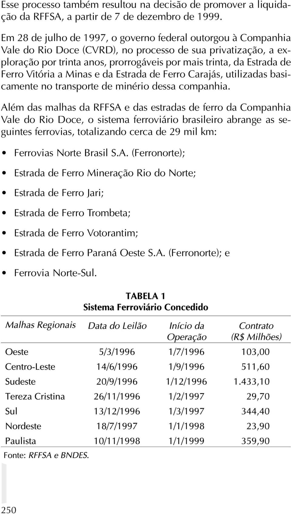 Ferro Vitória a Minas e da Estrada de Ferro Carajás, utilizadas basicamente no transporte de minério dessa companhia.