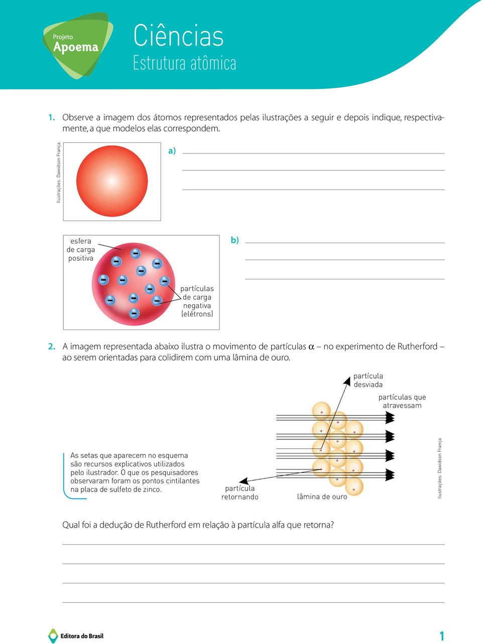 A imagem representada abaixo ilustra o movimento de partículas α no experimento de Rutherford ao serem orientadas para colidirem com uma lâmina de ouro.