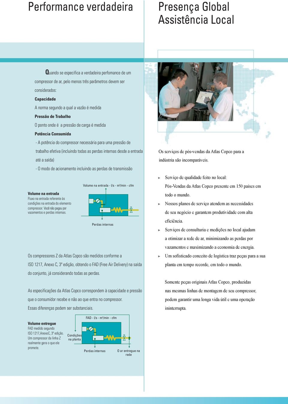 todas as perdas internas desde a entrada até a saída) - O modo de acionamento incluindo as perdas de transmissão Volume na entrada Fluxo na entrada referente às condições na entrada do elemento