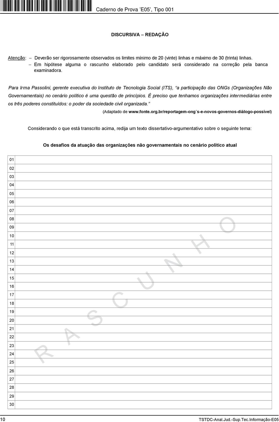 Para Irma Passolini, gerente executiva do Instituto de Tecnologia Social (ITS), a participação das ONGs (Organizações Não Governamentais) no cenário político é uma questão de princípios.