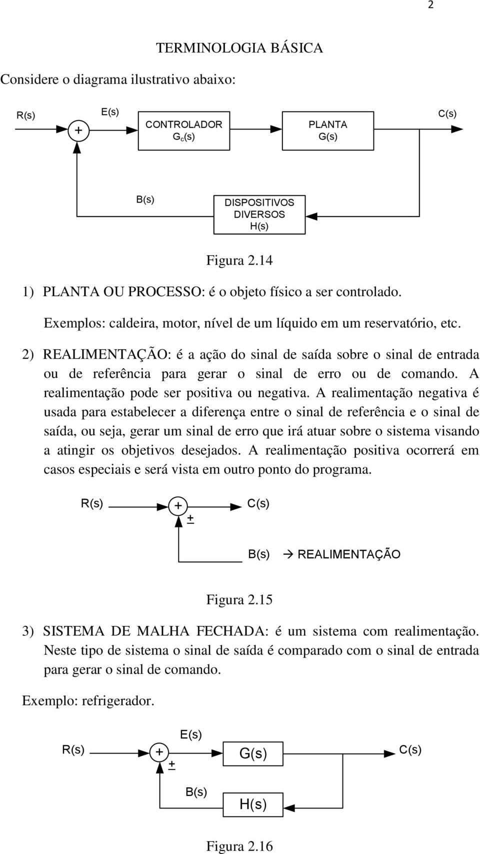 realimentação pode ser positiva ou negativa.