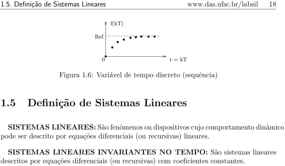 5 Definição de Sistemas Lineares SISTEMAS LINEARES: São fenômenos ou dispositivos cujo comportamento dinâmico